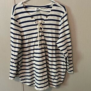 $12 Old Navy Striped Long Sleeve Top with Lace-Up Detail